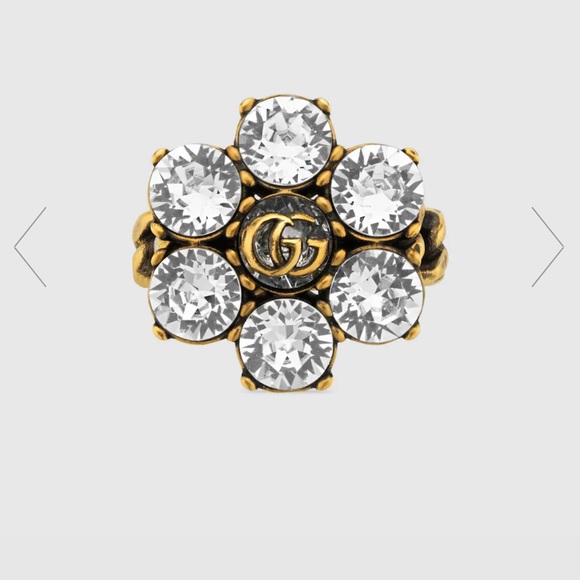 CRYSTAL DOUBLE G RING - Picture 2 of 6